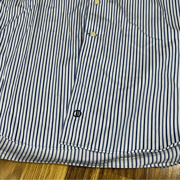 David Donahue Mens Dress Shirt Button Up Long Sleeve Blue White Stripes Size XL - Picture 5 of 8